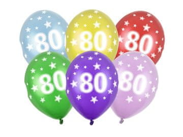 PartyDeco Baloni 30 cm, 80. rođendan, metalik miks (1 pakiranje / 50 kom)