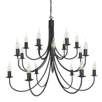 It Tradicionalna stropna viseća svjetiljka, luster, svijećnjak, crna LUMEN NEGRO 14-880/18