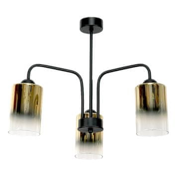 It STROPNA LAMPA KLASIČNA CRNA, STAKLENE ŽARULJE, ZLATNO PROZIRNA 15-502 MONARE