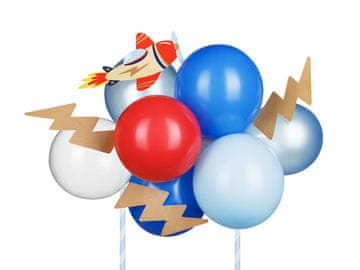 PartyDeco Ukras za tortu s balonom u obliku aviona, miješani, 29 cm