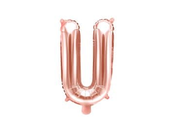 PartyDeco Folija balon Slovo ''U'', 35cm, ružičasto zlato (1 karton / 50 kom.)