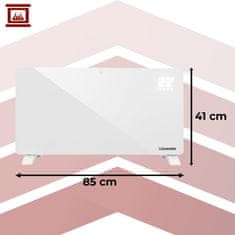 Kamin 2500W WIFI pametni stakleni električni konvektorski grijač LCD + aplikacija i daljinski upravljač bijeli
