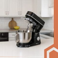 Ruhhy 2300W planetarni robotski mikser s dodirnim zaslonom LCD 6L s grijanom posudom crne boje