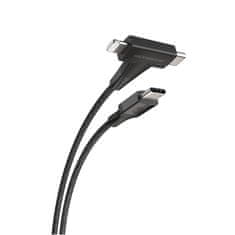 Scosche Strikeline 2-u-1 USB-C/Lightning kabel, 1.2m, crni