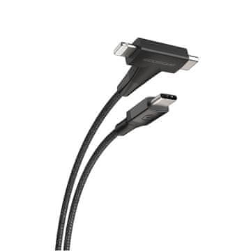Scosche Strikeline 2-u-1 USB-C/Lightning kabel, 1.2m, crni