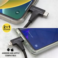 Scosche Strikeline 2-u-1 USB-C/Lightning kabel, 1.2m, crni