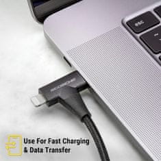 Scosche Strikeline 2-u-1 USB-C/Lightning kabel, 1.2m, crni