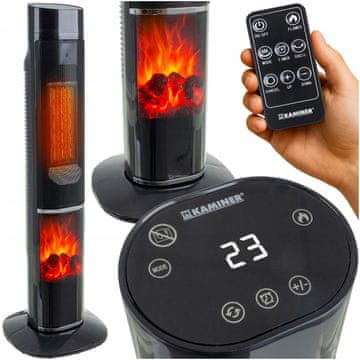 Kaminer Električni grijač s ventilatorom od 2000 W, oscilirajući dodir, s LCD zaslonom i daljinskim upravljačem