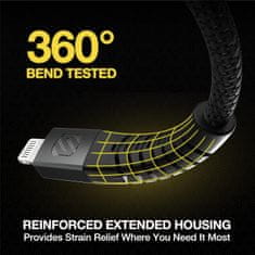 Scosche Strikeline heavy-duty kabel USB-A na lightning, 1.2m, sivi
