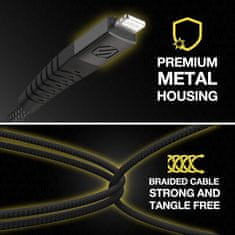 Scosche Strikeline heavy-duty kabel USB-A na lightning, 1.2m, sivi