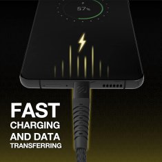 Scosche Strikeline heavy-duty kabel USB-A na USB-C, 1.2m, sivi