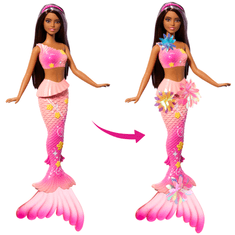 Mattel Barbie Flower Magic sirena lutka, tamna kosa