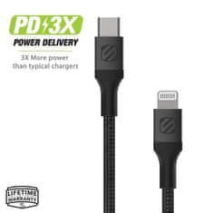 Scosche Strikeline heavy-duty kabel USB-C na lightning, 1.2m, sivi