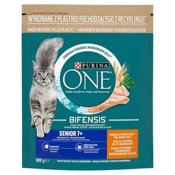 slomart Purina One Bifensis Senior 7+ bogata s piletinom i cjelovitim žitaricama - suha hrana za mačke - 800 g