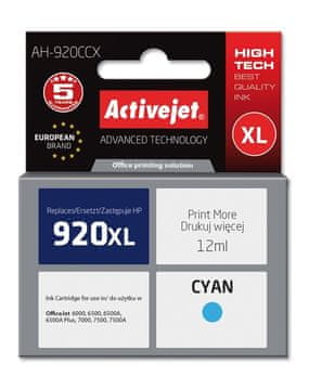 ActiveJet Aktivni jet AH-920CCX zamjenska boja za HP 920XL CD972AE, cijan, 12ml