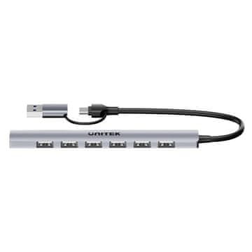 Unitek Unitek H1209AGY01 USB-A 5Gbps 7-u-1 USB hub, aluminijski