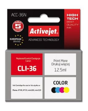 ActiveJet Activejet ACC-36N zamjenska tinta za Canon CLI-36, boja, 12.5 ml