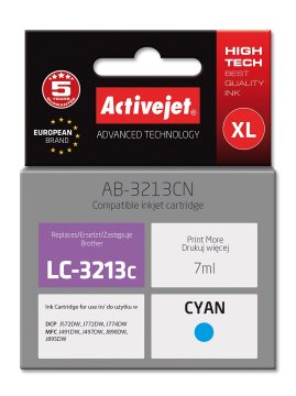ActiveJet Zamjenska tinta Activejet AB-3213CN za Brother LC3213C, 7ml, cijan