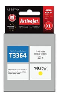 ActiveJet Activejet AE-33YNX zamjenska tinta za Epson 33XL T3364 (Supreme, 12 ml, žuta)
