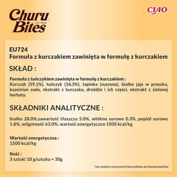 Inaba INABA Churu Bites omoti s piletinom - 3x10g