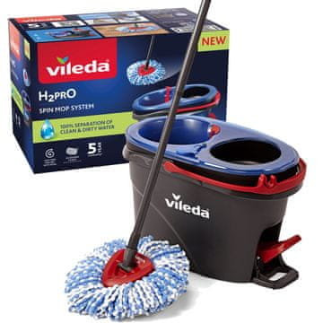 Vileda Vileda H2prO rotirajuća krpa - crvena, plava, crna, mikrovlakna, teleskopska drška