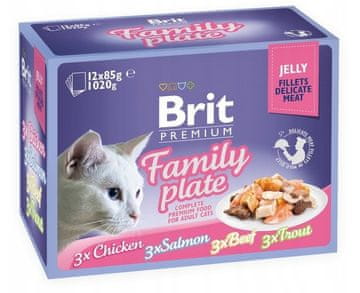 Brit Brit premium family plate za mačke fileti u želeu mix okusa 12x85g