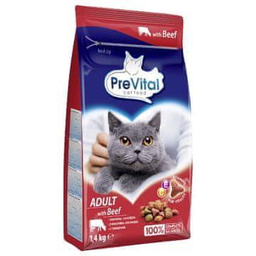 PreVital Prevital -z govedinom suha hrana - potpuna hrana za odrasle mačke - 1,4kg