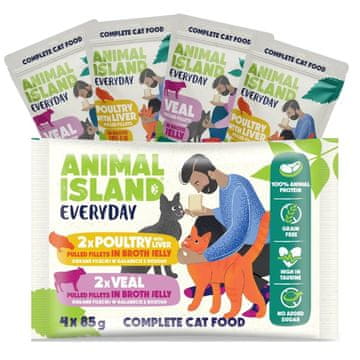 slomart Animal island new jelly everyday 4-pack vrećica 4x85g s okusom jetre, teletine