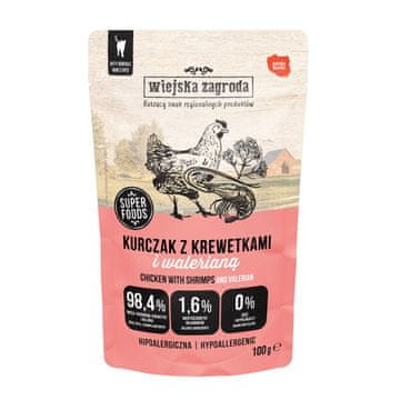 Wiejska Zagroda Wiejska zagroda mokra hrana za mačke piletina s kozicama i valerijanom (odrasli) 100g (12 kom/pak)