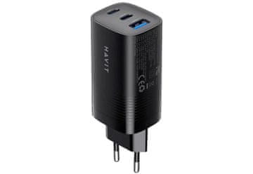 Hav Havit UC20 EU GaN 65W putni punjač s 3 porta, crni