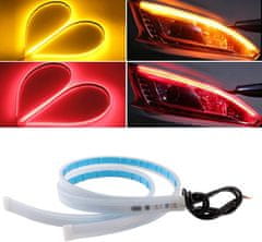 Netscroll LED trak za auto 60 cm, samoljepljivi, dnevna bijela svjetlost i sekvencijalna žuta za žmigavac, vodootporan, prilagodljiv, 2 kosa, AngelLux