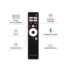 Thomson VEGA PG35B projektor, 4K UHD, Google TV, pametni daljinski upravljač, crni