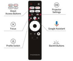 Thomson SIRIUS PG55B projektor, 4K UHD, Google TV, pametni daljinski upravljač, crni