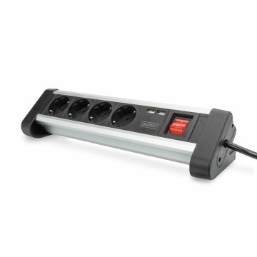 Digitus splitter 4x220V 2xUSB stol s prekidačem 1,5m crna DA-70614