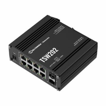 Teltonika prekidač Giga 8-port 8x PoE 2xSFP 240W DIN Mini managed TSW202