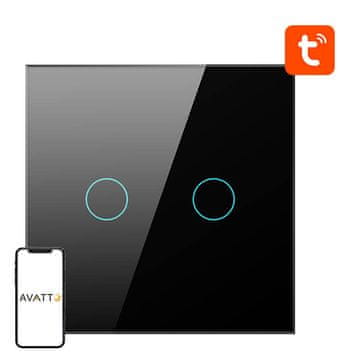 Avatto ZTS02-EU-B2 ZigBee 2-kanalni prekidač za svjetlo (crni)