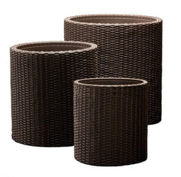 KETER Set od 3 cilindrične posude za cvijeće s+m+l - Smeđe - KT 66 4787