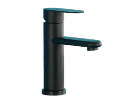 Tavalax Mat crna miješalica za umivaonik s 2 crijeva za toplu i hladnu vodu