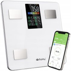 Ruhhy Pametna LCD kupaonska vaga s aplikacijom do 226 kg, bijela