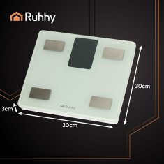 Ruhhy Pametna LCD kupaonska vaga s aplikacijom do 226 kg, bijela