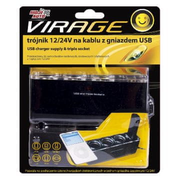 Moje Auto 12/24V T-adapter za kabel s USB utičnicom - bis 93-019