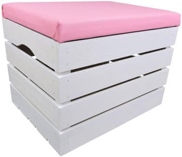 BE KOMODA S PUFEOM KOMODA, borovina, sjedalo 50 cm, BOJANO U BIJELO - 50 uzoraka