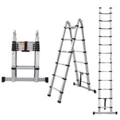 MXM 2u1 teleskopske ljestve / sa zglobom - 3,8 m, aluminijske