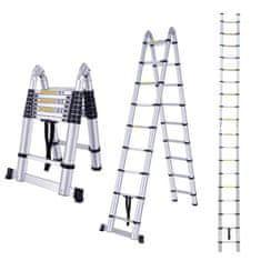 MXM 2u1 teleskopske zglobne ljestve / dvostrane - 5,6 m, aluminijske