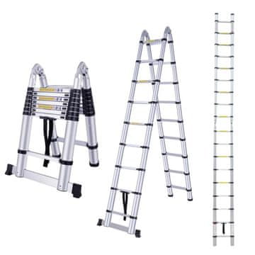 MXM 2u1 teleskopske zglobne ljestve / dvostrane - 5,6 m, aluminijske