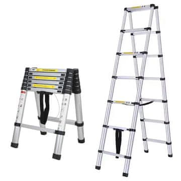 MXM Teleskopske sklopive ljestve – 2 m + 2 m, aluminij