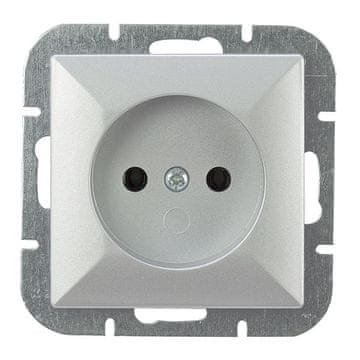 ABEX Pearl jednostruka utičnica P/T B/U srebrna - E+9000157