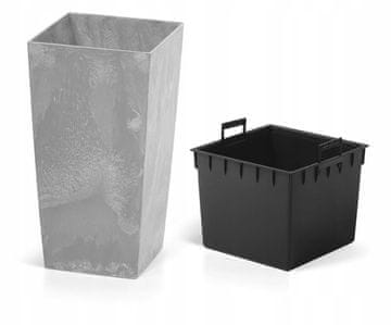 Prosperplast VISOKA POSUDA ZA CVIJEĆE, BILJKE, BALKON, TERASU, VRT, SIVA + UMETAK