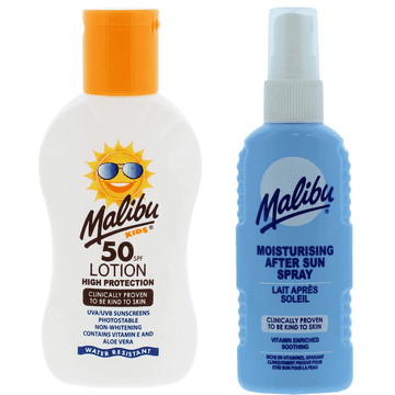 Malibu Malibu balzam za djecu SPF50 100ml i sprej za poslije sunčanja 100ml