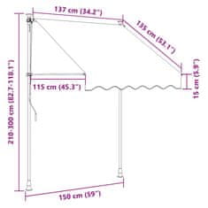 Vidaxl Tenda na ručno uvlačenje 150 cm krem
